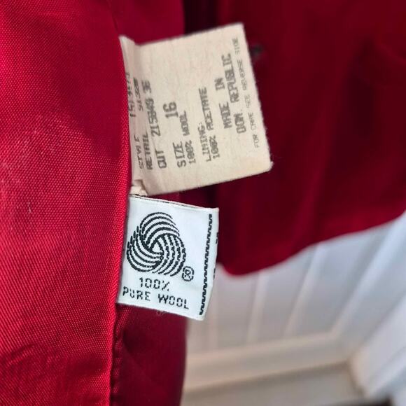 Vintage Koret Red Wool Blazer Womens 16 Lined Jacket Classic Retro - Picture 4 of 4